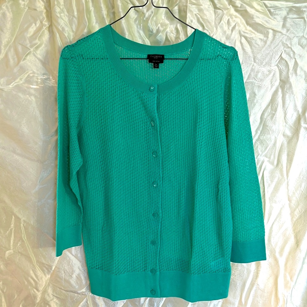 Talbots button down jersey, mid forearm sleeves, new